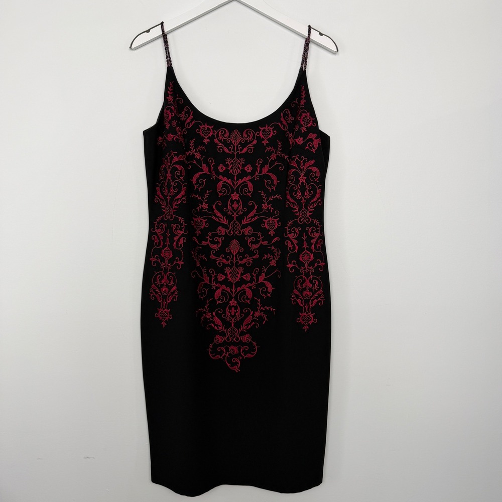 Maggy London Embroidered Beaded Strap Coctail Dress 14 Dark Romantic Whimsigoth